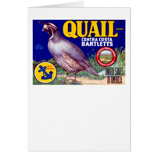Quail Brand Contra Costa Bartletts Cards (Front)