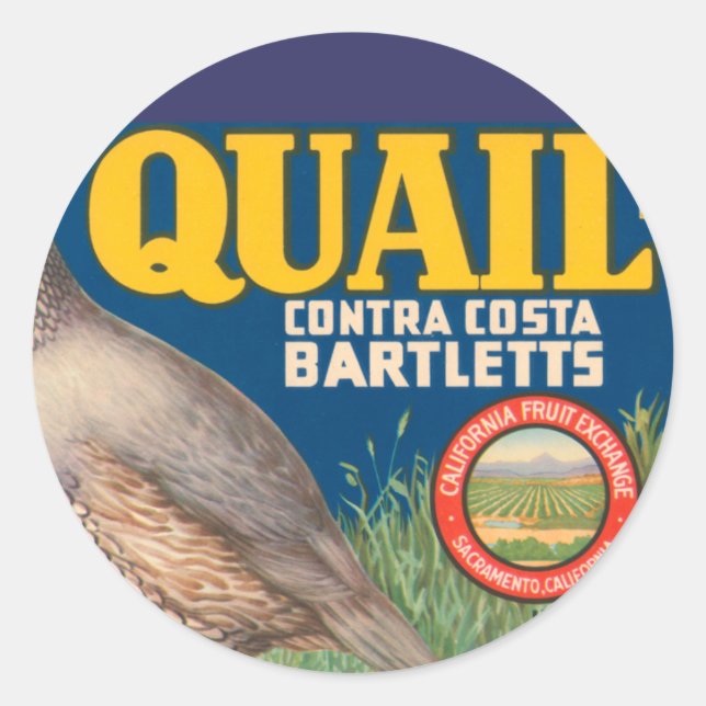 Quail Brand Contra Costa Bartletts Classic Round Sticker (Front)