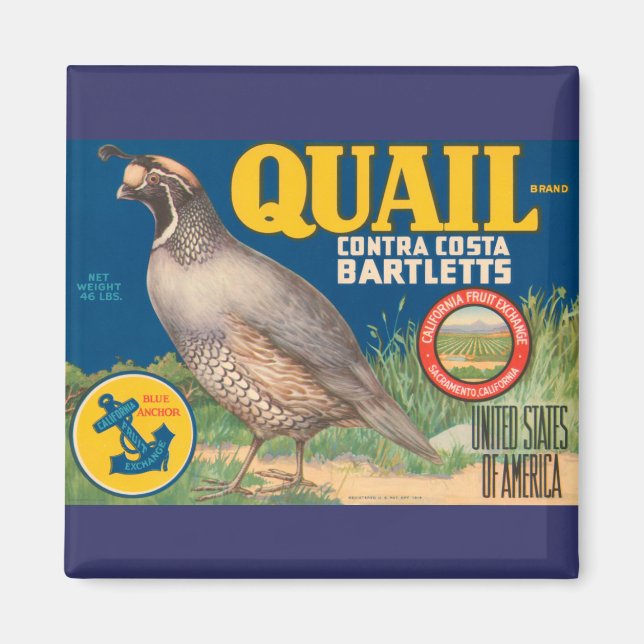 Quail Brand Contra Costa Bartletts Magnet (Front)