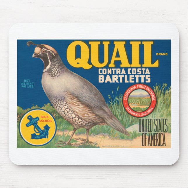 Quail Brand Contra Costa Bartletts Mouse Pad (Front)