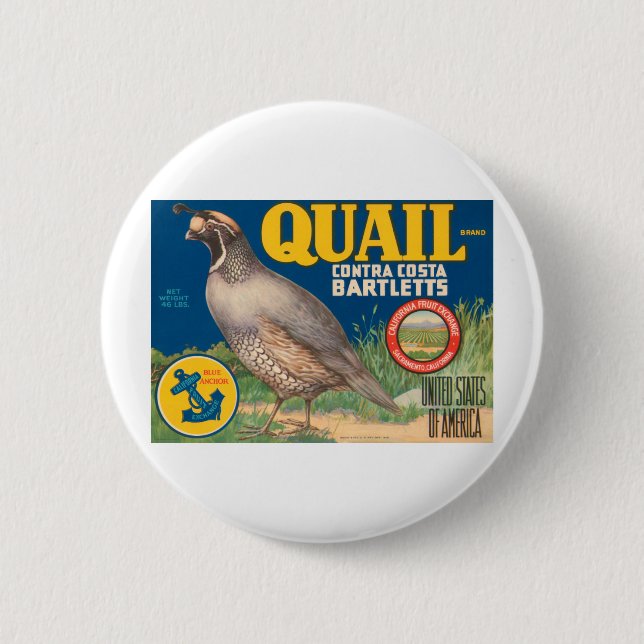 Quail Brand Contra Costa Bartletts Pinback Button (Front)