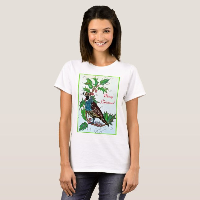 Quail Christmas T-Shirt (Front Full)