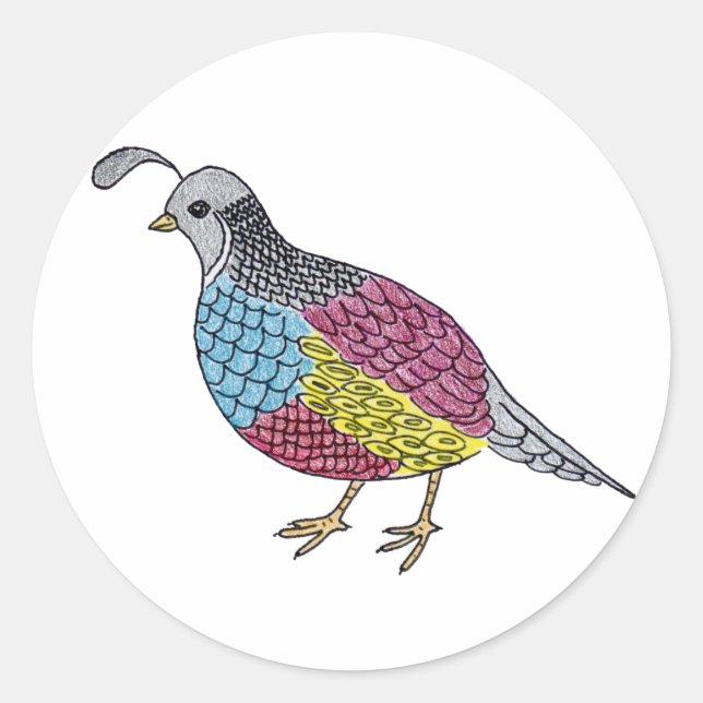 quail classic round sticker (Front)