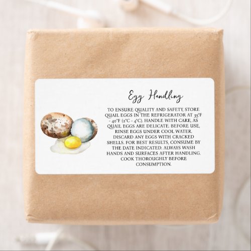 Quail Egg Handling Instruction Carton Care Label