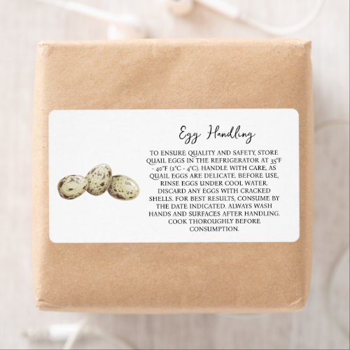 Quail Egg Handling Instruction Carton Care Label