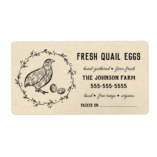 Quail Eggs  Vintage Farm Name Black Vintage Label