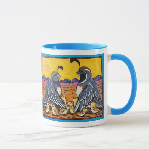 Quail Family Baby Chicks Southwest Morning Sunrise Mug