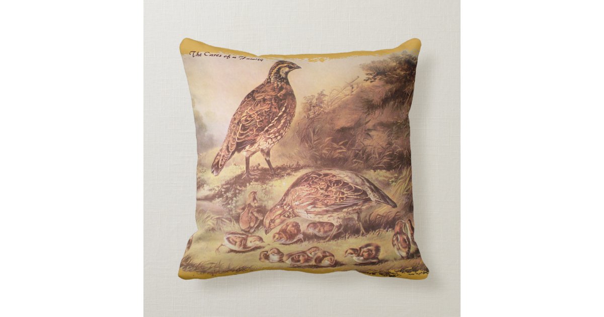 Quail Family Pillow | Zazzle.com