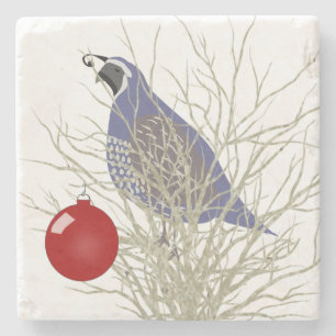 Quail Holiday Stone Coaster