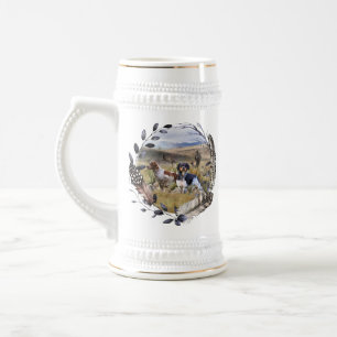 Quail Hunting with a Brittany Spaniels, Art Beer Stein