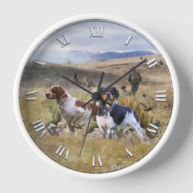 Quail Hunting with a Brittany Spaniels, Art  Clock (Front)