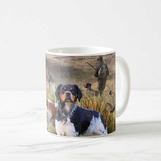 Quail Hunting with a Brittany Spaniels, Art  Coffee Mug (Front Right)