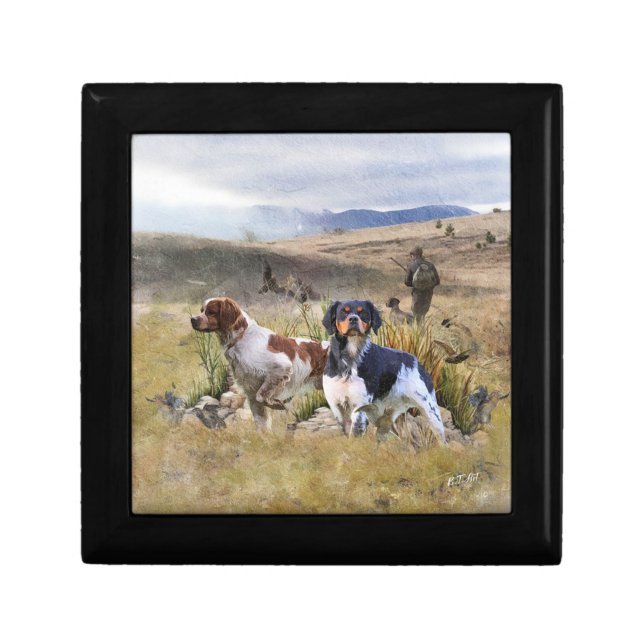 Quail Hunting with a Brittany Spaniels, Art  Gift Box (Front)
