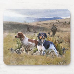 Quail Hunting with a Brittany Spaniels, Art  Mouse Pad