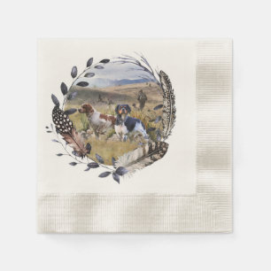 Quail Hunting with a Brittany Spaniels, Art Napkins