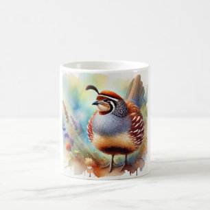 Quail in a sunlit grove 190924AREF132 - Watercolor Coffee Mug