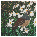 Quail in Daisies Fabric
