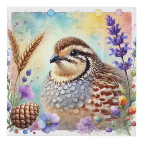Quail in watercolor 270624AREF125 _ Watercolor Faux Canvas Print
