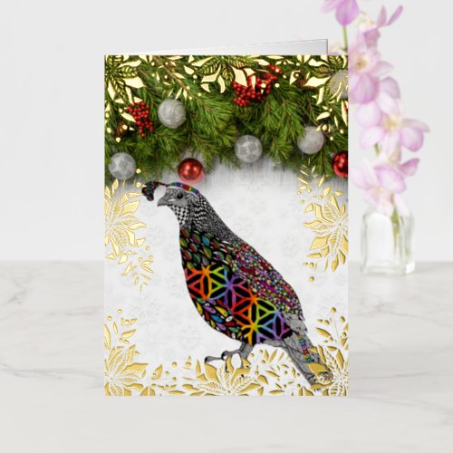 Quail Merry Christmas and Happy New Year Foil Holiday Card