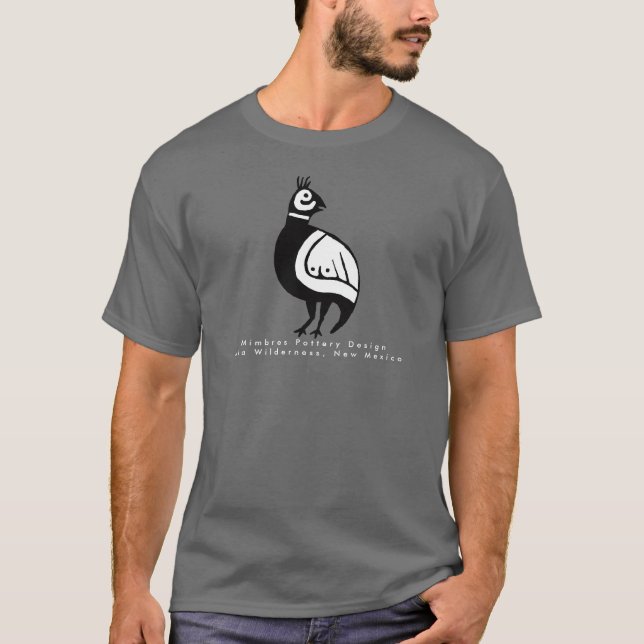 Quail, Mimbres Pottery Design T-Shirt (Front)
