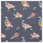 QUAIL O'CLOCK California Quails Midnight Blue Fabric