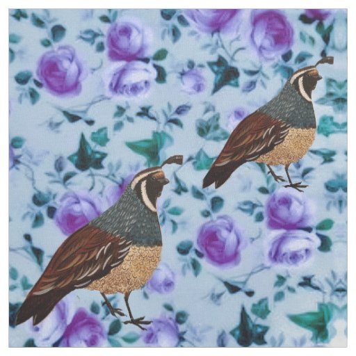 Quail on Chintz Fabric