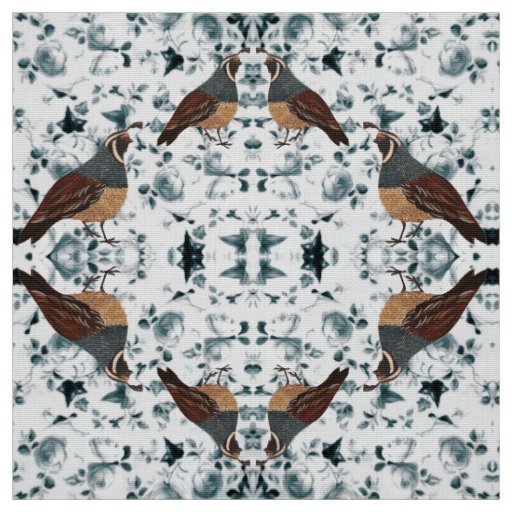 Quail on Chitnz Floral Fabric