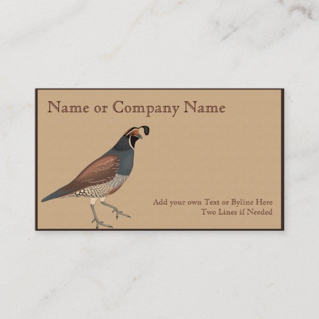 Quail on  Gray Gamboge with Leaves Business Card (Front)