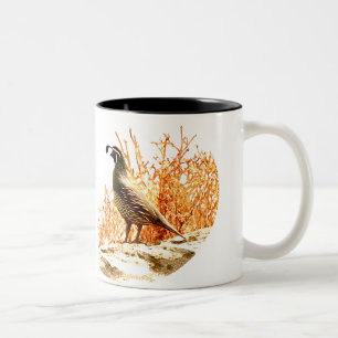 QUAIL ON ROCK Two-Tone COFFEE MUG