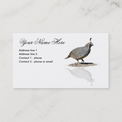 Customizable QUAIL REFLECTED #1 BUSINESS CARD