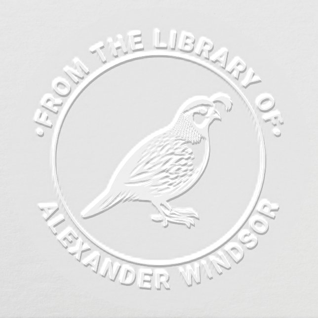 Quail Wild Game Bird Standing Library Book Name Embosser (Design)