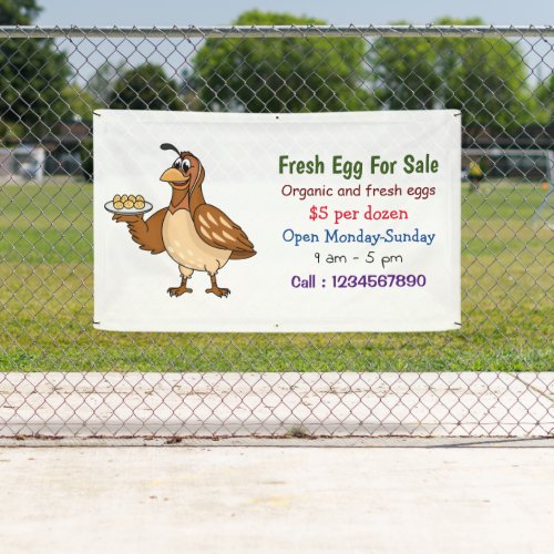 Quail with eggs cartoon fresh egg sign for sale