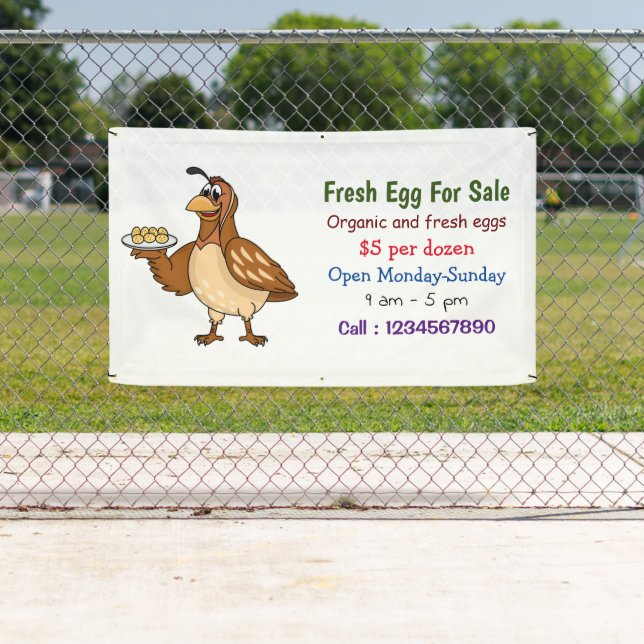 Quail with eggs cartoon fresh egg sign for sale (Insitu)