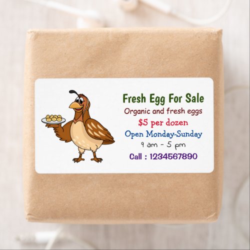 Quail with eggs cartoon fresh egg sign for sale label