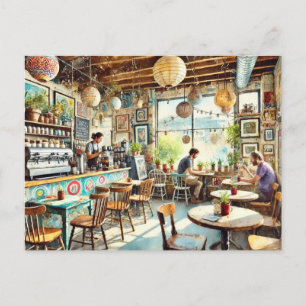Quaint Artistic Coffeeshop in Austin Texas Postcard