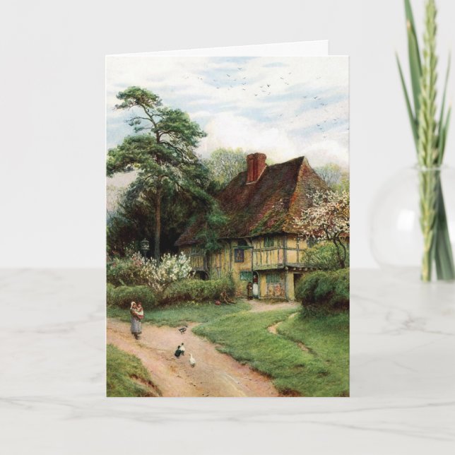 Quaint Cottage Birthday Card (Front)