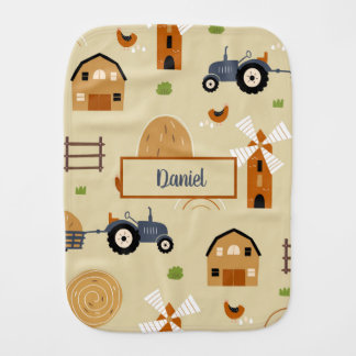 Quaint Country Farmland Personalized   Baby Burp Cloth