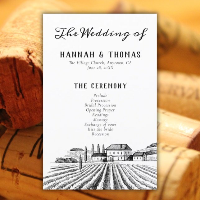 Quaint Country Vineyard Wedding Program (country vineyard wedding program)