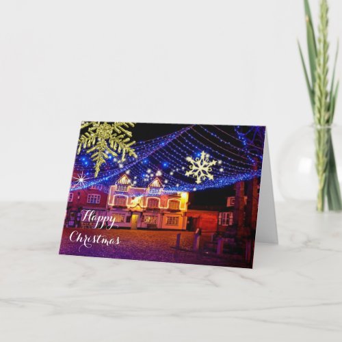 Quaint English Village Festive Christmas Scene Holiday Card