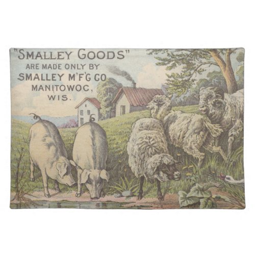 Quaint Farmhouse Animals Rustic Country Scene Cloth Placemat