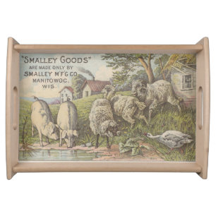 Quaint Farmhouse Animals Rustic Country Scene Serving Tray