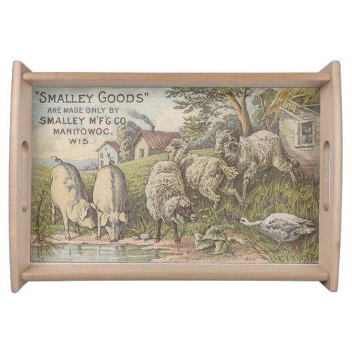 Quaint Farmhouse Animals Rustic Country Scene Serving Tray