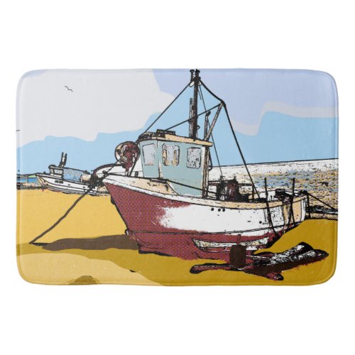 Quaint Fishing Boat  Bath Mat