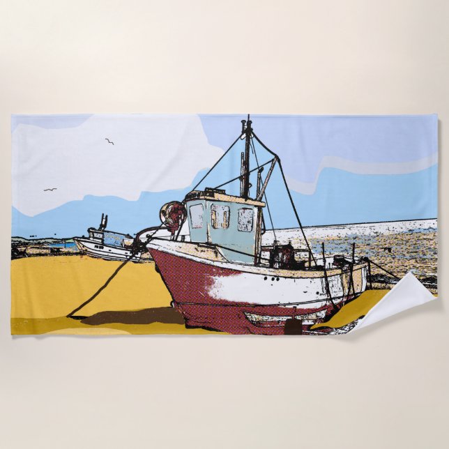 Quaint Fishing Boat   Beach Towel (Front)