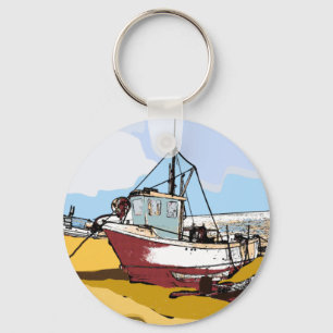Quaint Fishing Boat Keychain