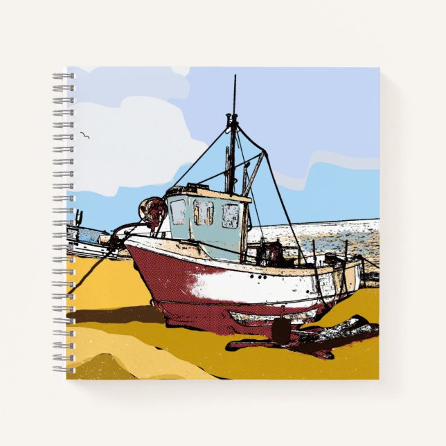 Quaint Fishing Boat   Notebook (Front)