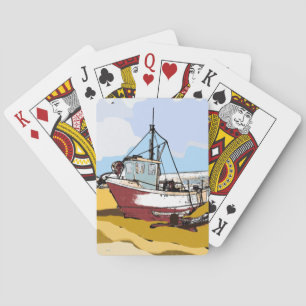 Quaint Fishing Boat  Poker Cards