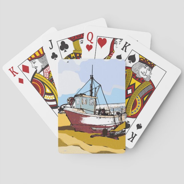 Quaint Fishing Boat  Poker Cards (Back)