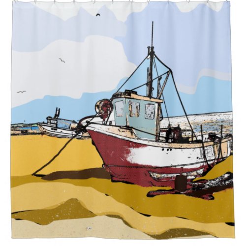 Quaint Fishing Boat  Shower Curtain