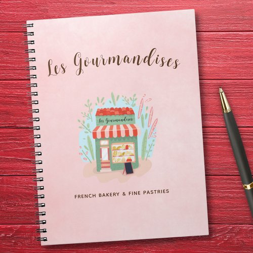 Quaint French Bakery  Fine Pastries Shop Pink  Notebook
